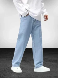HOC Men Straight Fit Mid Rise Light Blue Jeans