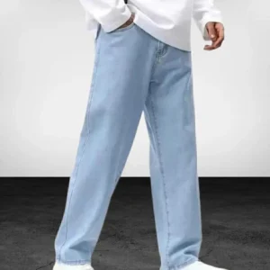 HOC Men Straight Fit Mid Rise Light Blue Jeans